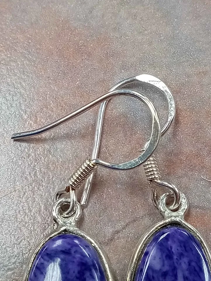 Pair of Pierced Earrings Blue Stone Sterling Silver Marked 925 V image indicator(3)
