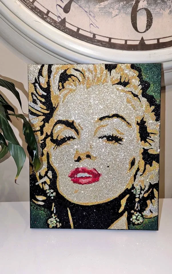 Marilyn Monroe ★ Glitter Artwork, Handmade by artist