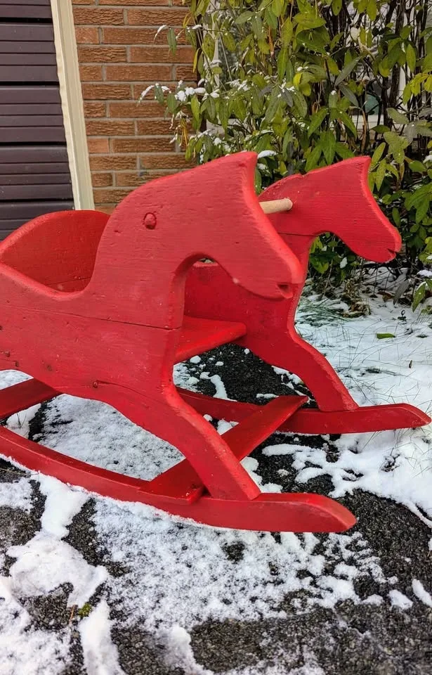 Vintage Rocking Horse, painted Folk art Red image indicator(2)
