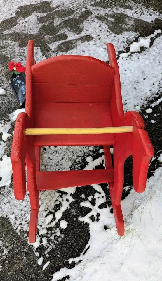 Vintage Rocking Horse, painted Folk art Red image indicator(3)