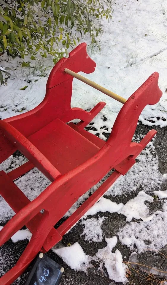 Vintage Rocking Horse, painted Folk art Red image indicator(4)