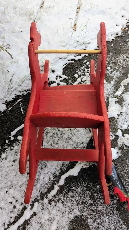 Vintage Rocking Horse, painted Folk art Red image indicator(5)