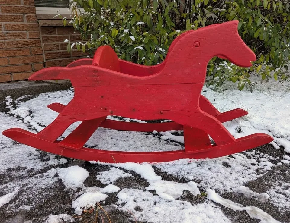 Vintage Rocking Horse, painted Folk art Red image indicator(6)