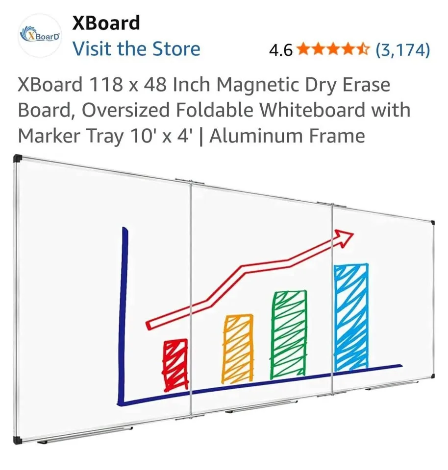 XBoard 118 x 48 Inch Magnetic Dry Erase Board image indicator(2)