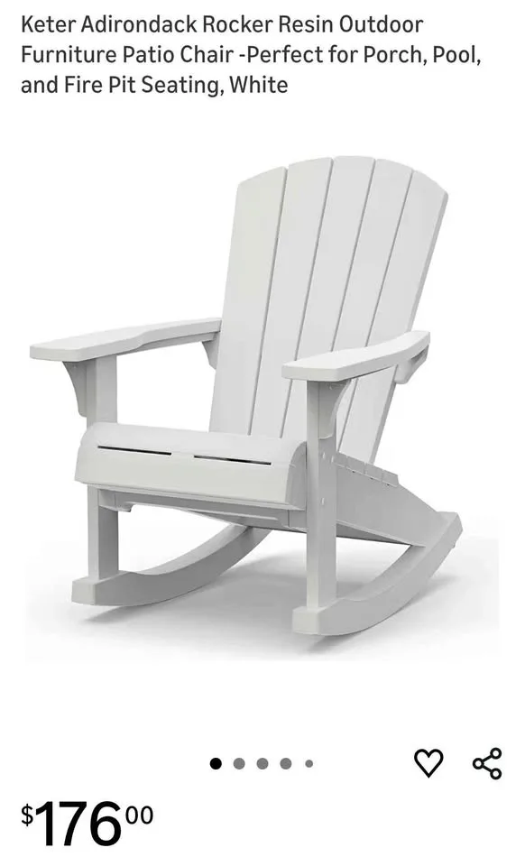 Keter Adirondack Rocker Resin Outdoor Furniture Patio Chair