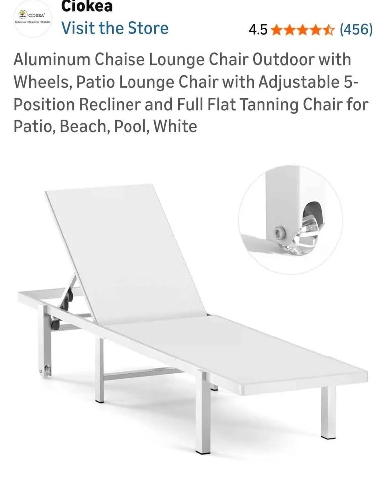 Aluminum Chaise Lounge Chair Outdoor with Wheels image indicator(2)