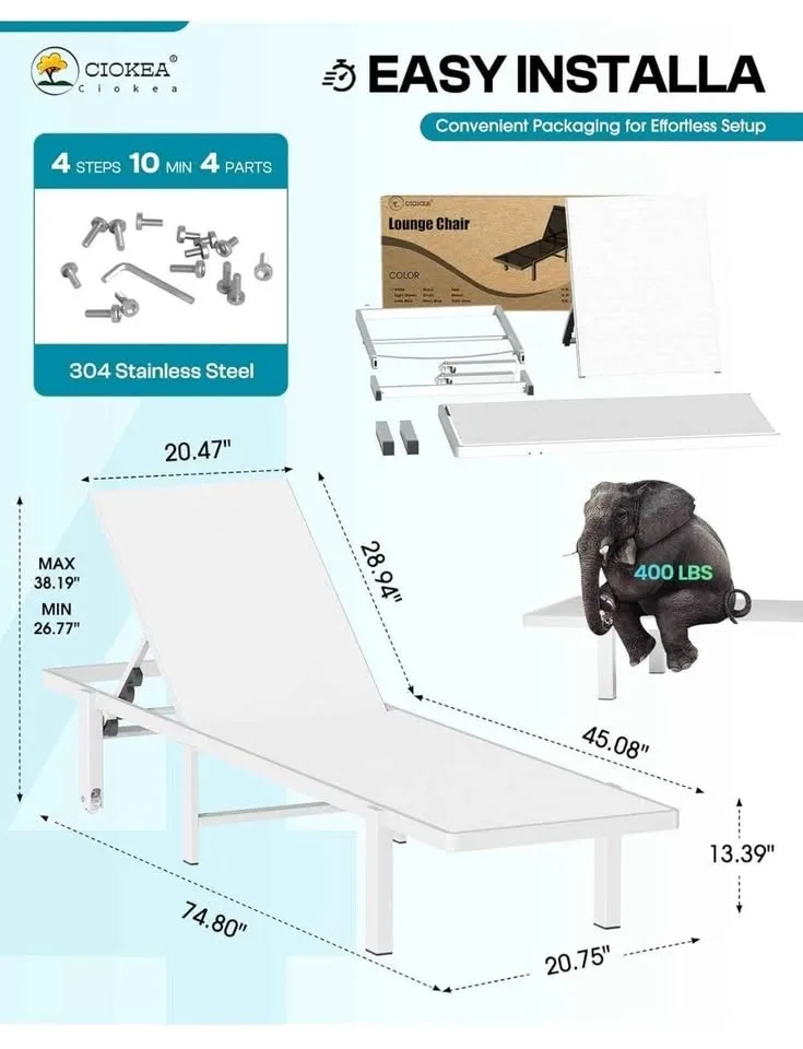 Aluminum Chaise Lounge Chair Outdoor with Wheels image indicator(6)