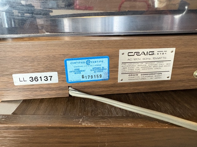 Craig 5101 Turntable - photo 5