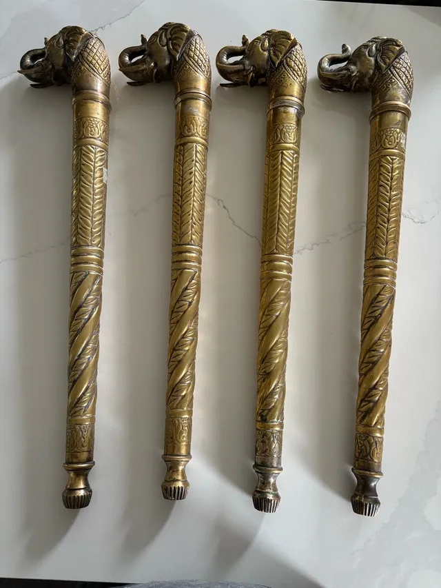 1940s 4 Indian Ceremonial Elephant Head Maces septor