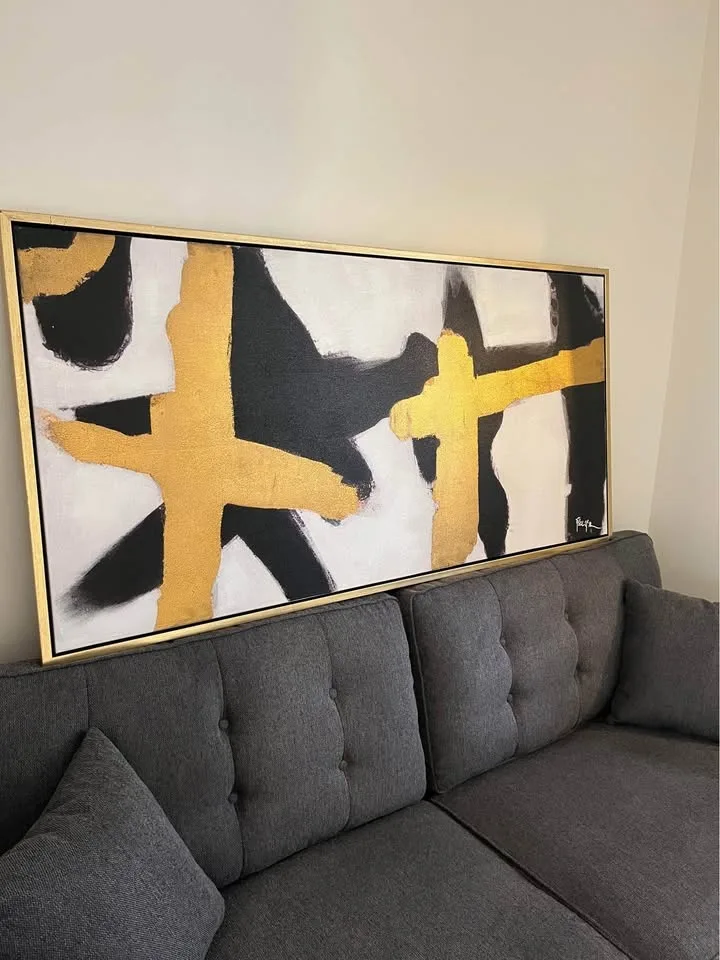 Abstract black white and Gold wall art image indicator(2)