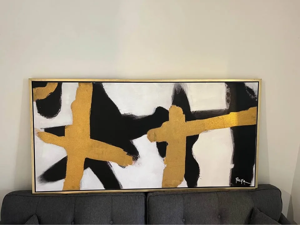 Abstract black white and Gold wall art image indicator(3)