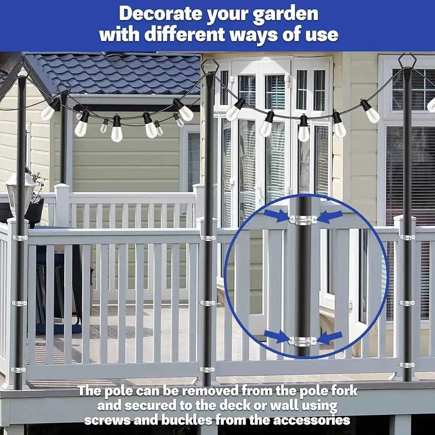 6 Pack 10 ft Heavy Duty Metal String Light Poles image indicator(4)