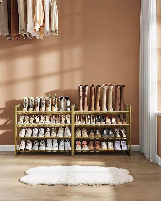 SONGMICS 8-Tier Shoe Rack - Metal Organizer, Set of 2