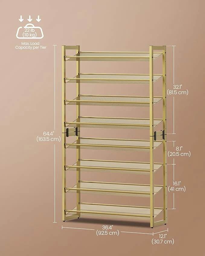SONGMICS 8-Tier Shoe Rack - Metal Organizer, Set of 2 - photo 4