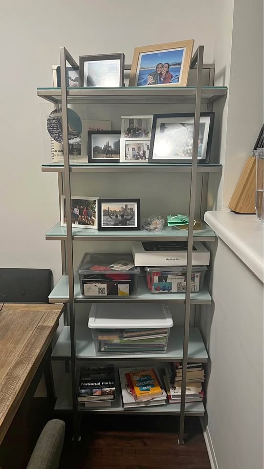 Design Bookcase Shelving Unit. Glass and stainless