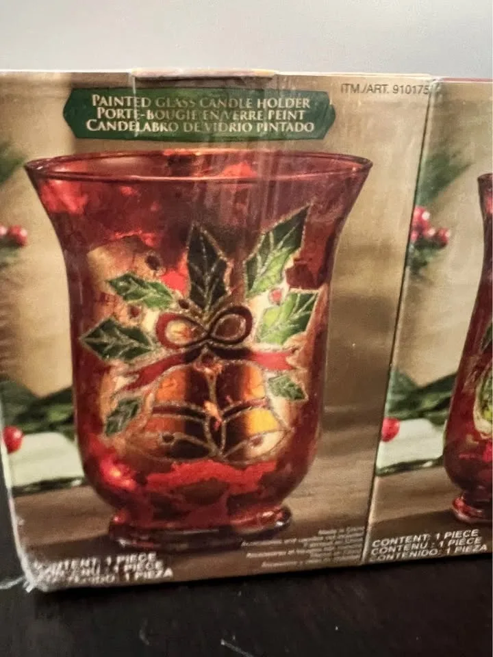 Christmas Painted Glass Candle Holder image indicator(2)