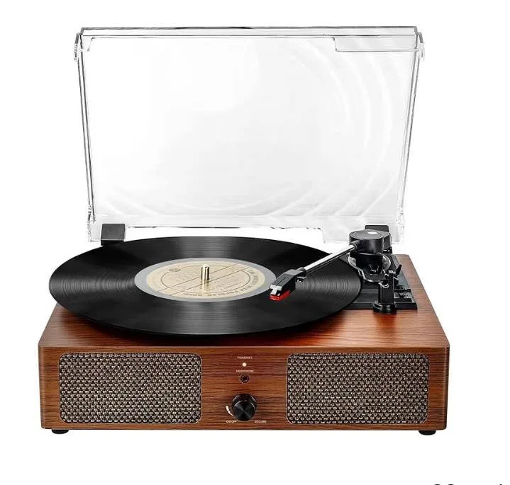 Vinyl Record Player Bluetooth Vintage 3-Speed Portable image indicator(5)