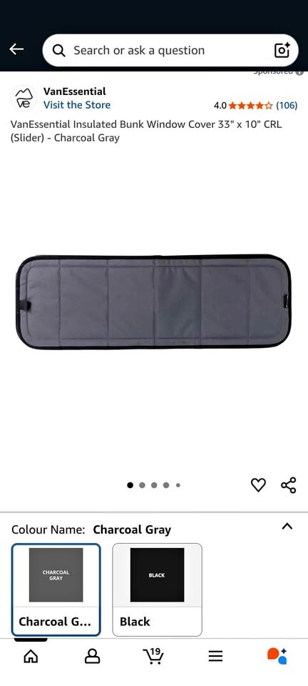 Van Essential RV insulated window cover 33x10