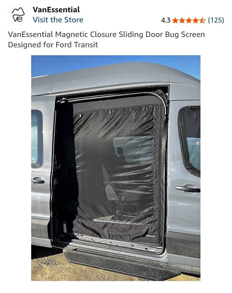 VanEssential Sliding Door Bug Screen Ford Transit/Sprinter