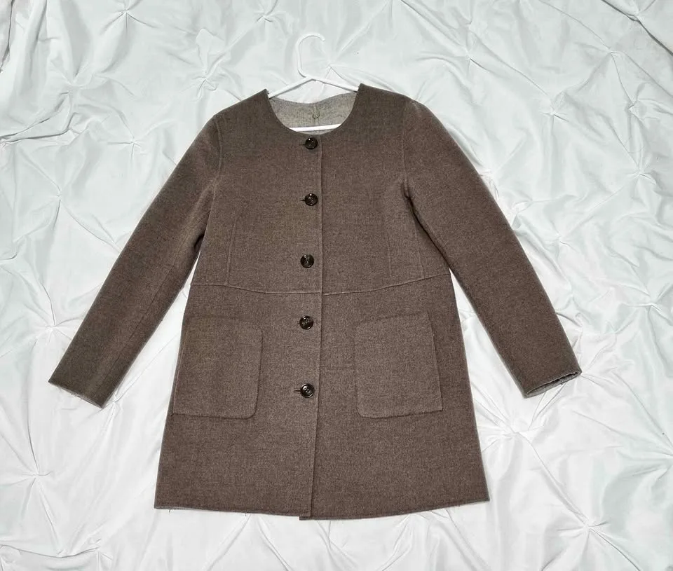 LIKE NEW Massimo Dutti Brown/Gray Reversible Wool Coat