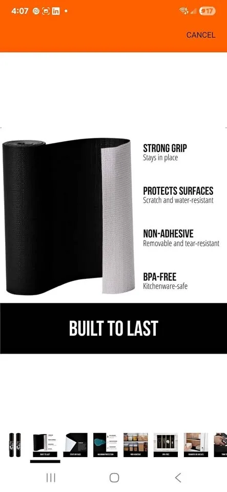 New GORILLA GRIP shelf liner 17.5in *20ft 4 available