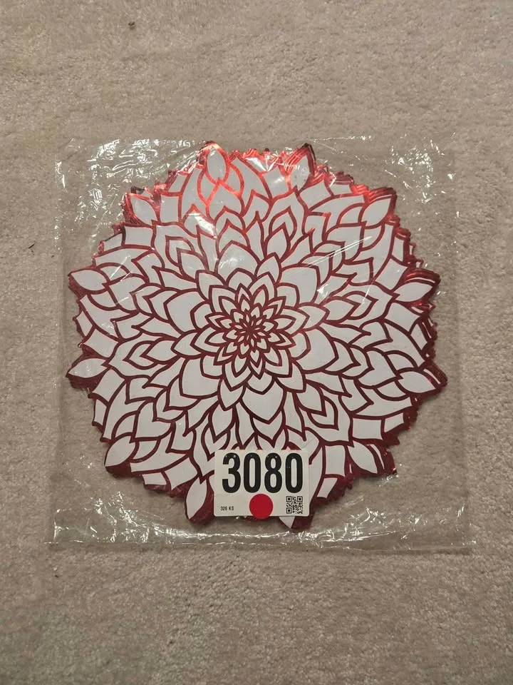 60PCS Disposable Red Metallic Round Floral Charger image indicator(6)