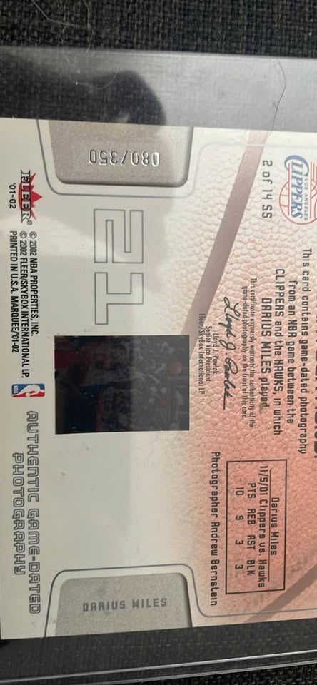 Darius Miles Card - Game Dated Feature Presentation - photo 2