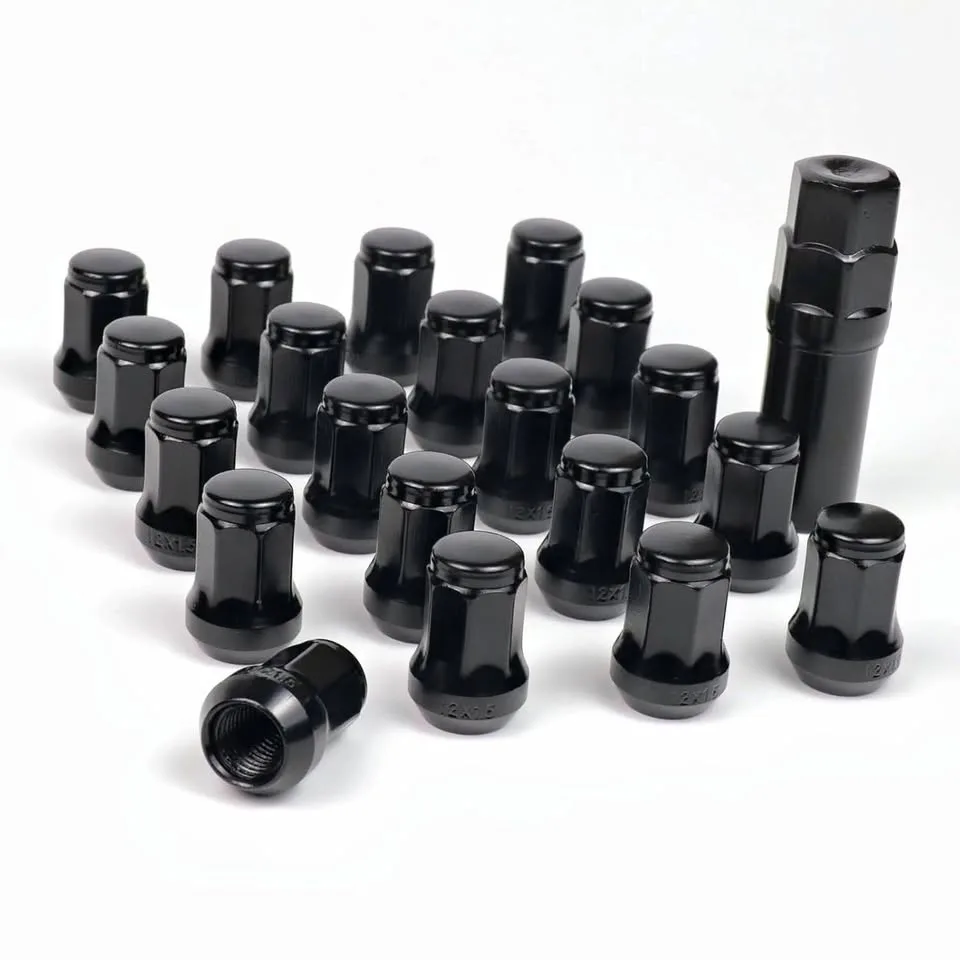Black Chrome M12x1.25 Spline Lug Nut with Key 20 Pack