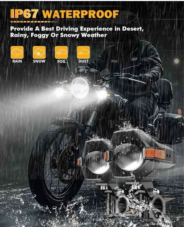 Auxbeam Motorcycle LED Fog Lights Auxiliary image indicator(2)