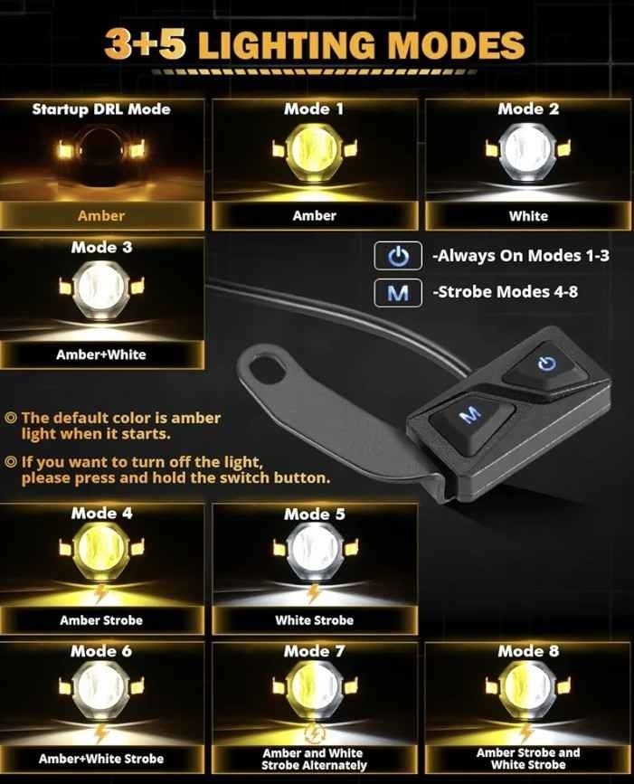 Auxbeam Motorcycle LED Fog Lights Auxiliary - photo 4