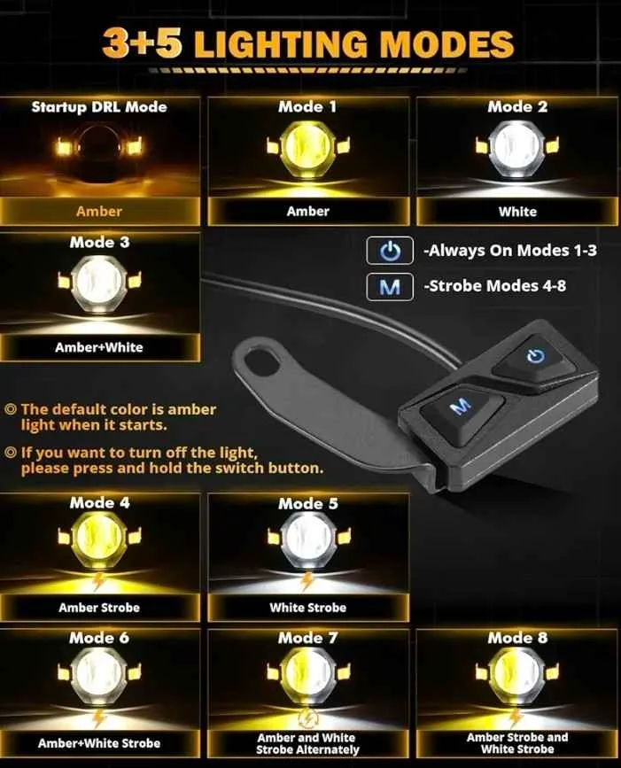 Auxbeam Motorcycle LED Fog Lights Auxiliary image indicator(4)