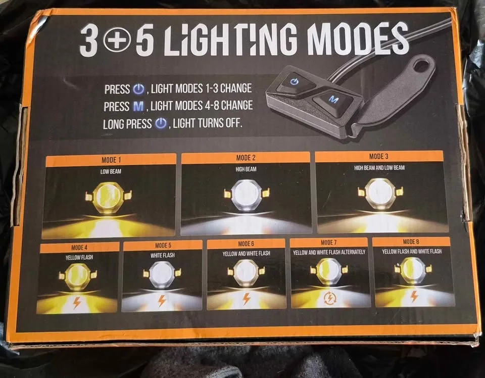 Auxbeam Motorcycle LED Fog Lights Auxiliary image indicator(5)