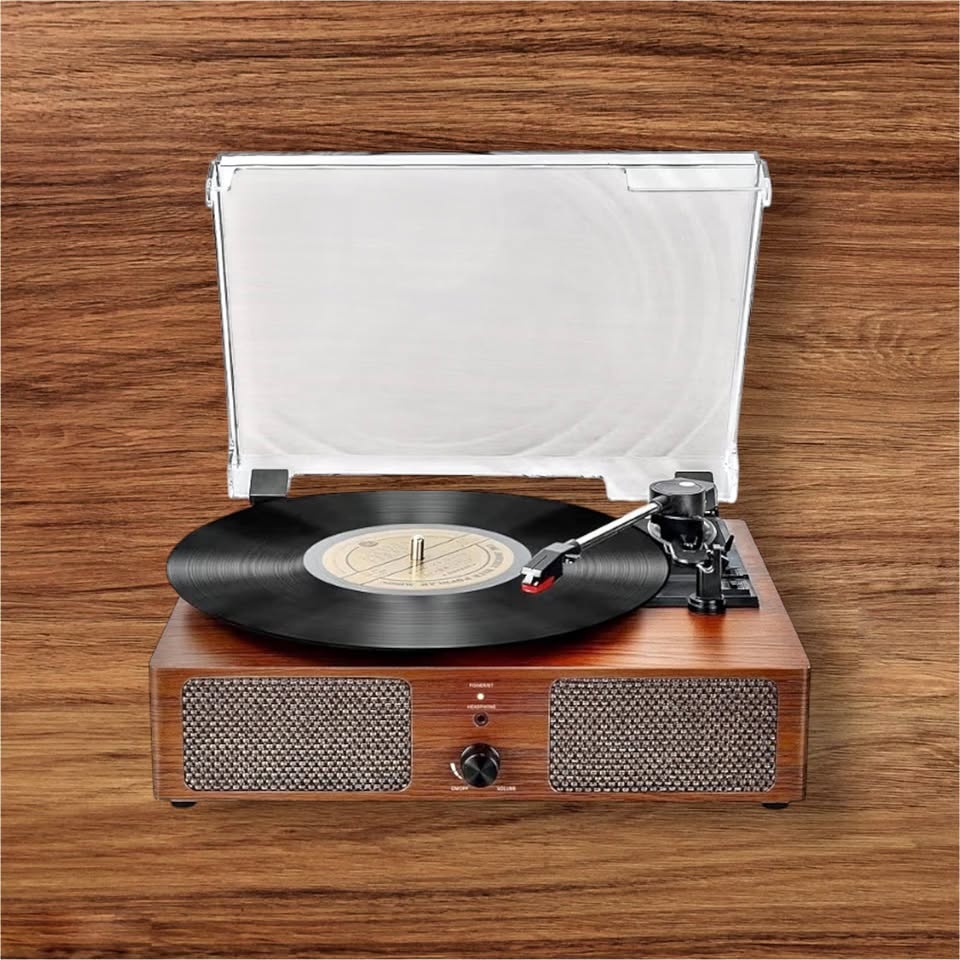 Vinyl Record Player Bluetooth Vintage 3-Speed Portable