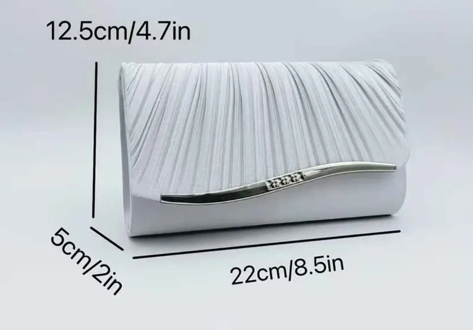 Brand new silver color pleated women evening party abv image indicator(2)