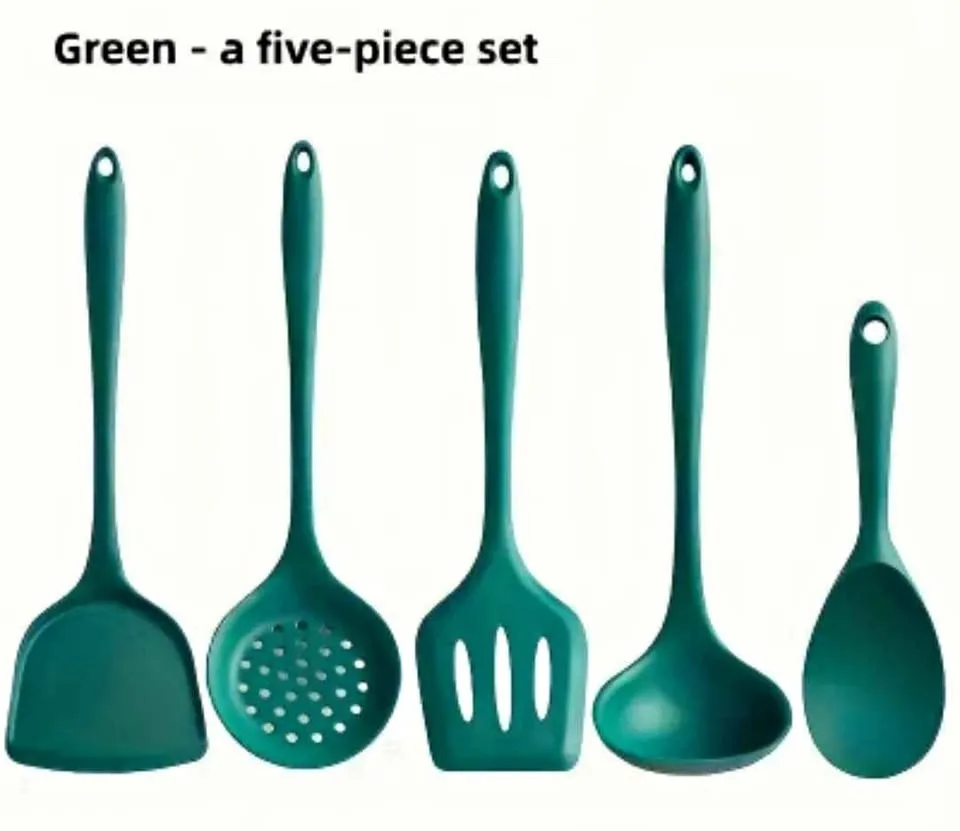 Brand new 5pc green color silicone utensils set