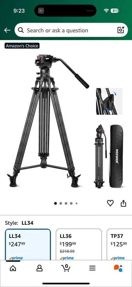 Ll34 Professional camera tripod