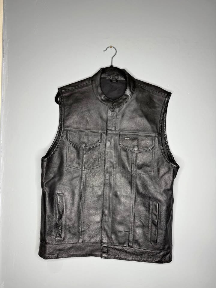 Men’s Premium Cowhide Leather Club Style Motorcycle Biker Riding