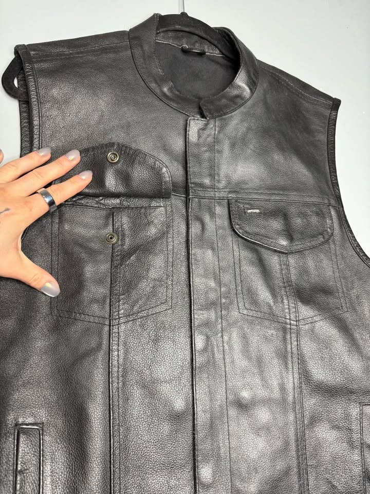 Men’s Premium Cowhide Leather Club Style Motorcycle Biker Riding - photo 2