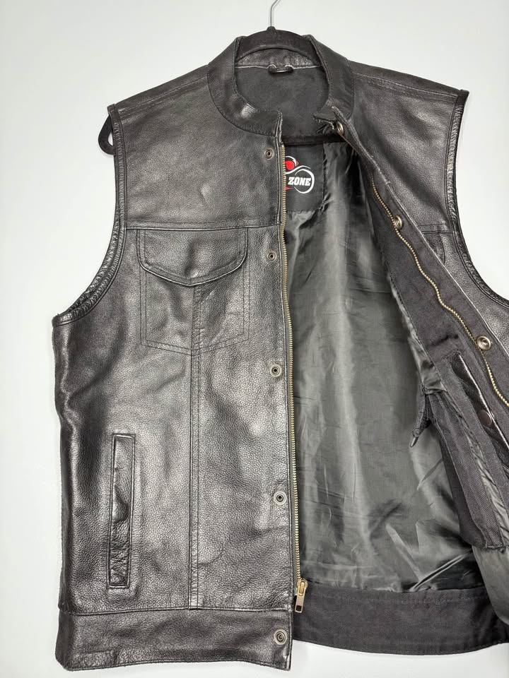 Men’s Premium Cowhide Leather Club Style Motorcycle Biker Riding - photo 5