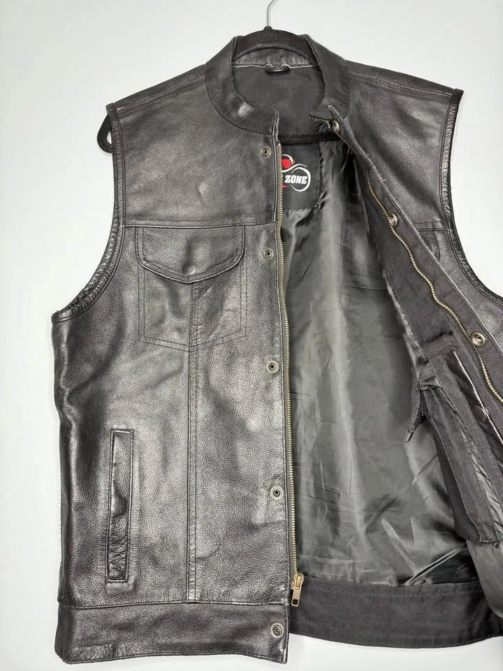 Men’s Premium Cowhide Leather Club Style Motorcycle Biker Riding image indicator(5)