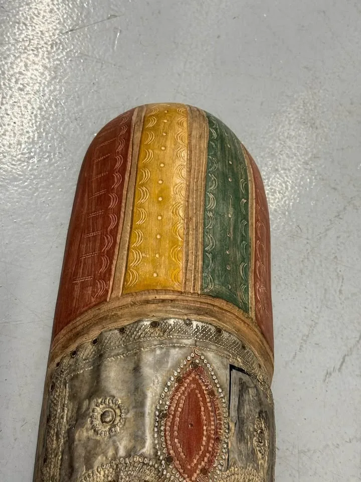 Hand Painted Tribal Wall Mask 20” Decorative Art image indicator(3)