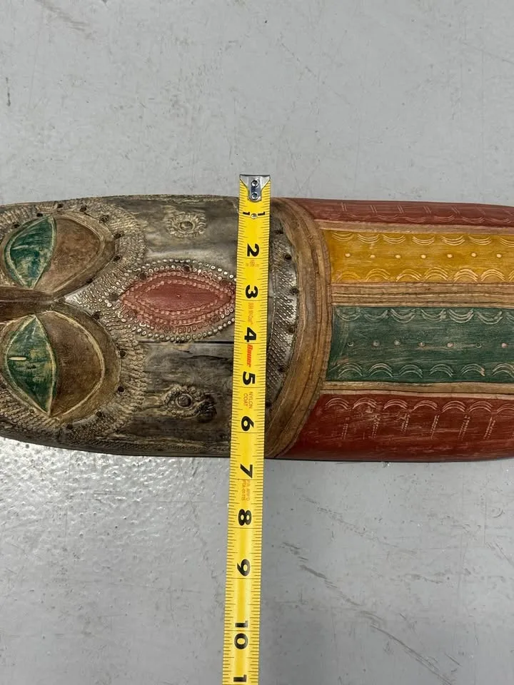 Hand Painted Tribal Wall Mask 20” Decorative Art image indicator(4)