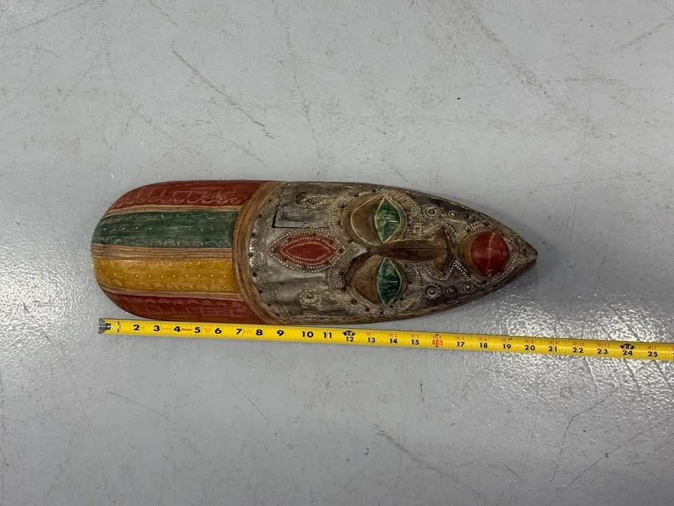 Hand Painted Tribal Wall Mask 20” Decorative Art image indicator(5)