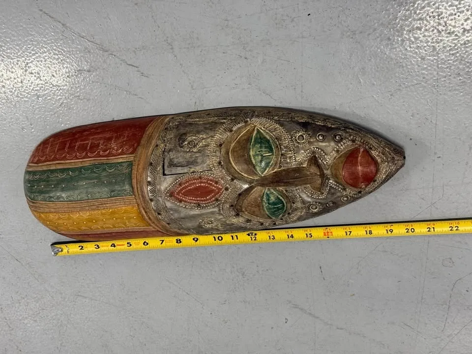 Hand Painted Tribal Wall Mask 20” Decorative Art image indicator(6)