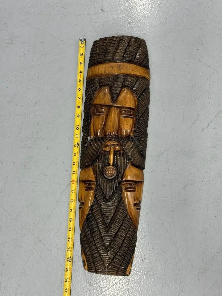 Hand Carved Tribal Wooden Wall Mask 25” Tall image indicator(4)