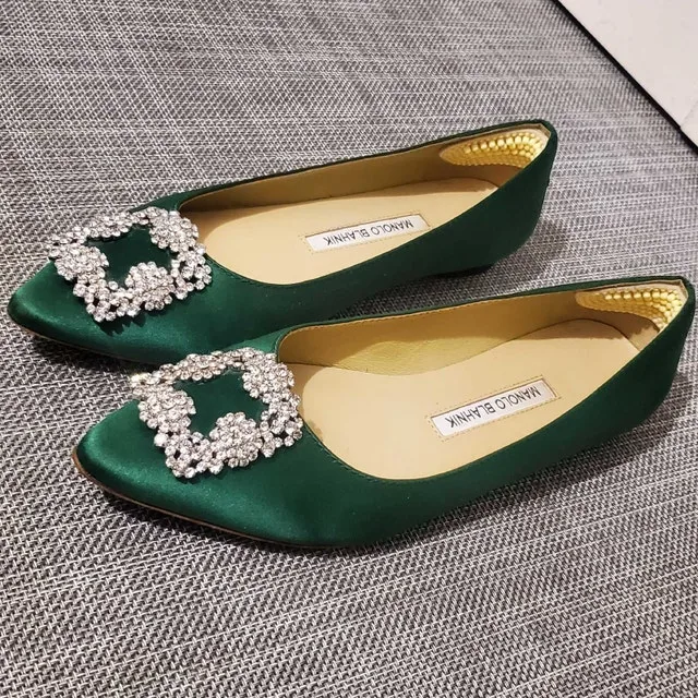 Manolo Blahnik Flats 37 with Swarovski Crystals