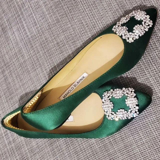 Manolo Blahnik Flats 37 with Swarovski Crystals image indicator(9)