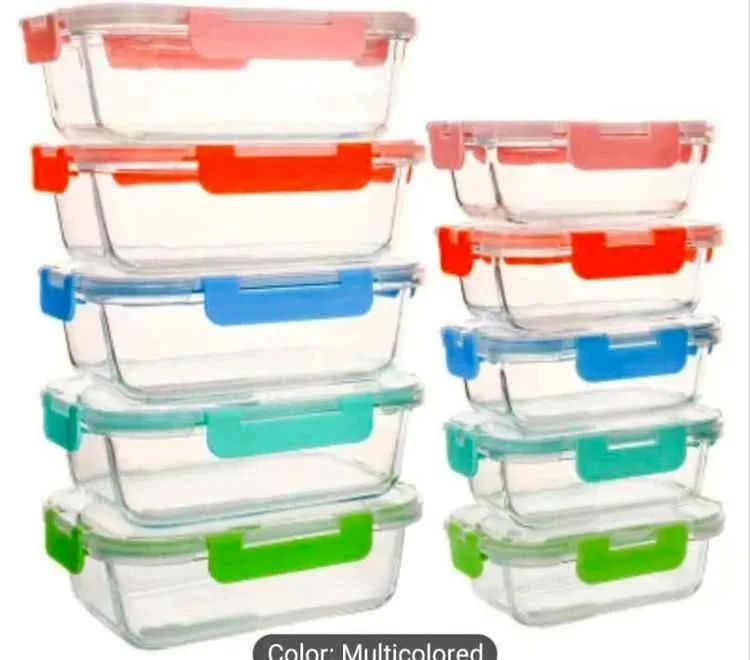 Brand new 10 pack airtight glass food storage containers set mul
