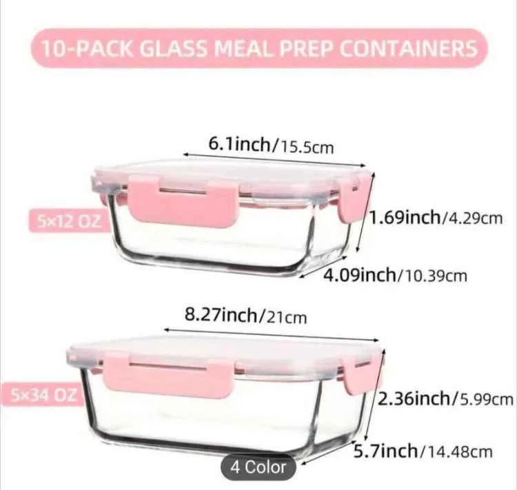 Brand new 10 pack airtight glass food storage containers set mul image indicator(3)