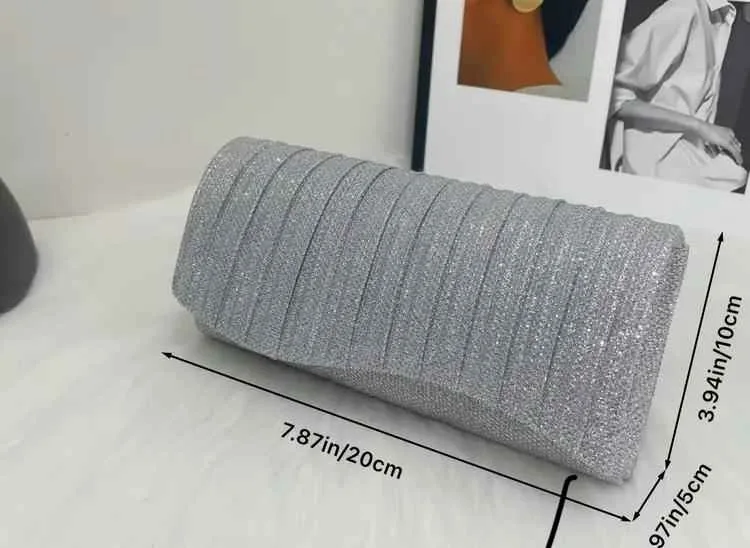 Brand new golden glitter women evening party purse image indicator(5)